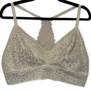 Aerie XL Lace Adjustable Strap Bralette. Tan/Khaki